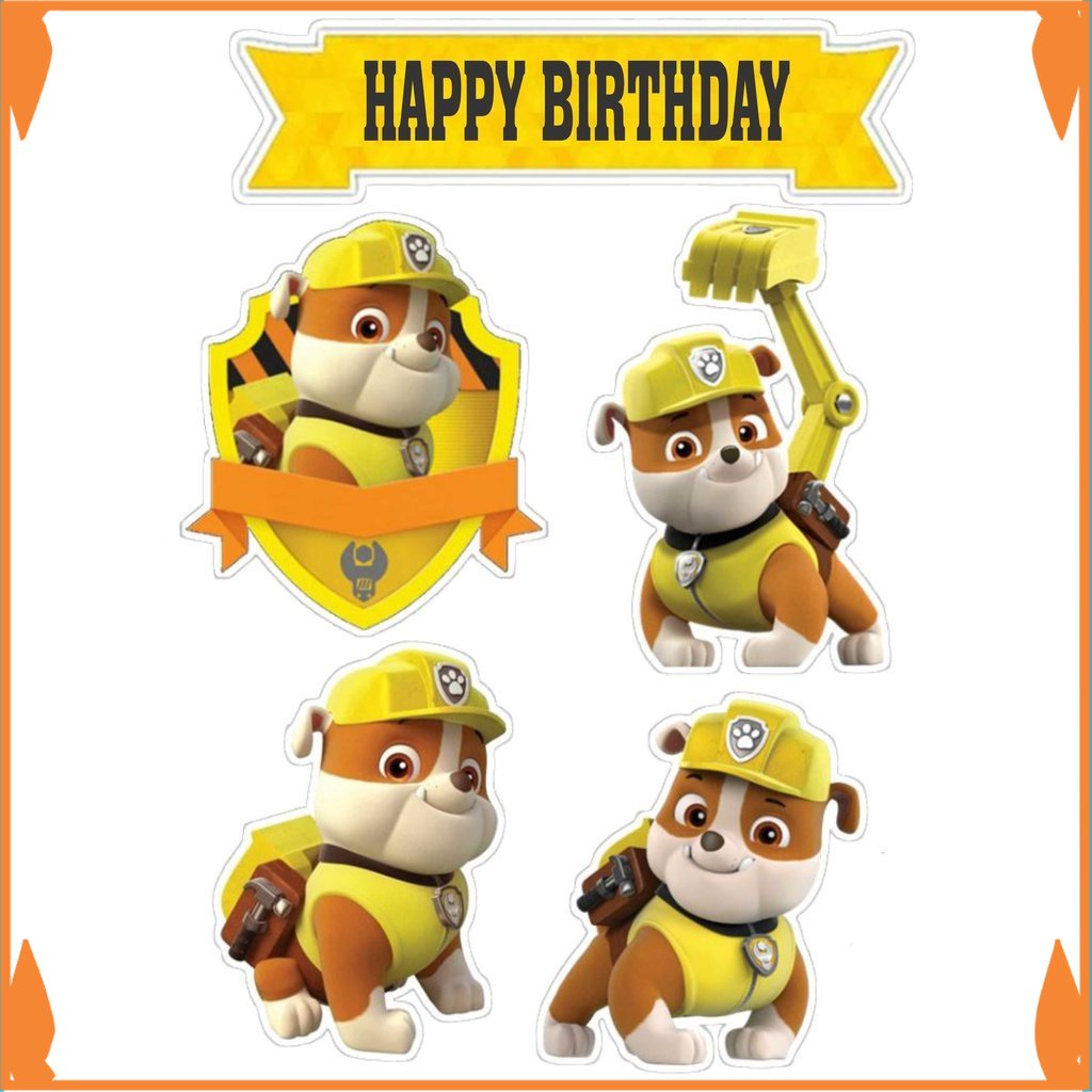 TOPPER KUE TOPER CAKE TOPPER KUE TOPER ULANG TAHUN TOPPER KUE TOPER ULTAH / HIASAN KUE RUBBLE PAW PA