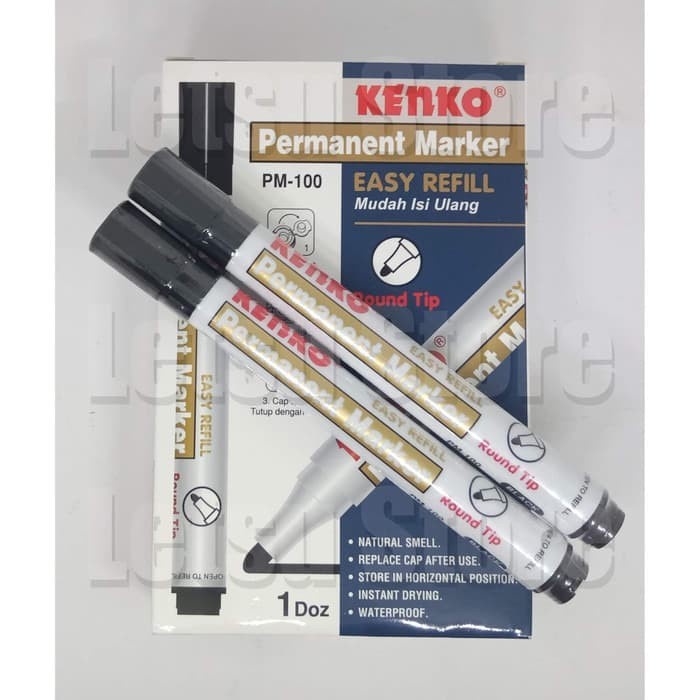 

Spidol KENKO PERMANEN MARKER TINTA Permanent HITAM PM-100 BLACK PER LUSIN