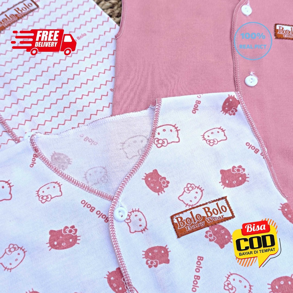 SALE 7.7 Serian Dusty - 3 pcs Baju Bayi Kutung Bayi Baru Lahir 0 sd 3 Bulan Pink Dusty Series merk SNI Bolo - Bolo