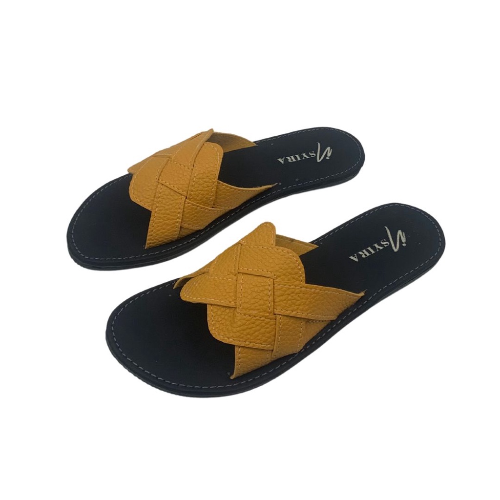 Insyira - Sandal Wanita Sharlina / Sandal Papirut Wanita Non Slip Alas Hitam / Sandal Wanita Slop Ketupat