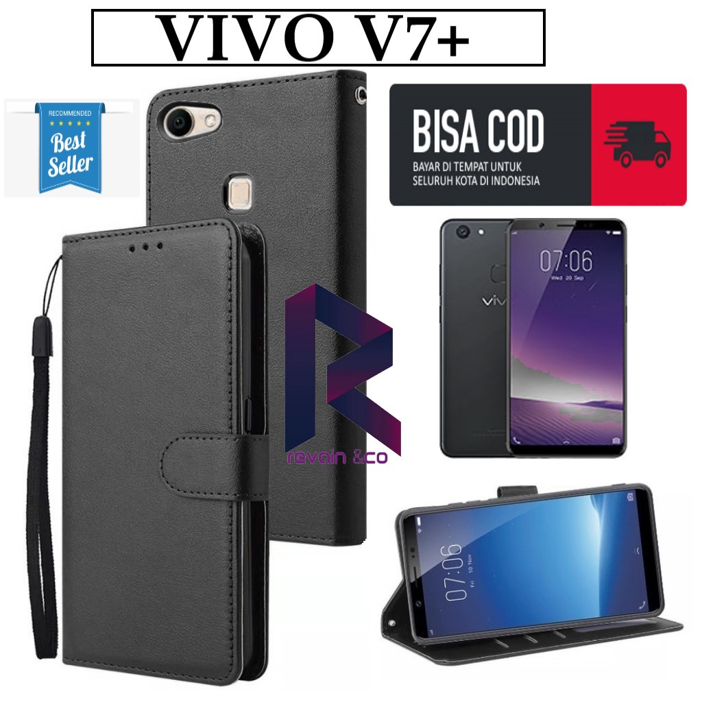 CASE VIVO V7 PLUS FLIP WALLET LEATHER KULIT PREMIUM SARUNG BUKA TUTUP KESING HP FLIP CASE VIVO V7 PLUS