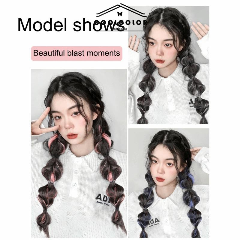 COD❤️Ekor Kuda Poni Ganda Tinggi Wanita  Sorot Lantern Puff  Kepang Twist  Kepang Wig Tali- cl