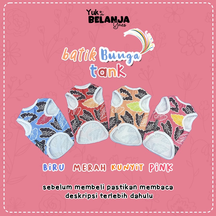 Baju Kucing Bahan Poliester Batik Bunga Tank Series Terlucu Baju Kucing anjing kelinci Lucu murah Size XS-XXL / Yuk Belanja Gaes!