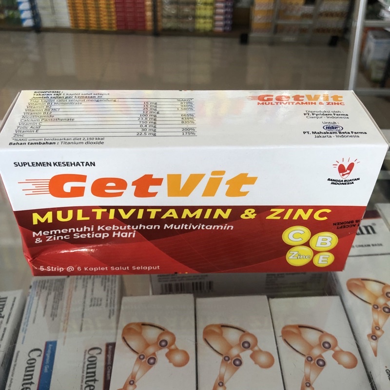 Jual Getvit Multivitamin & Zinc 6 Kaplet Perstrip Shopee Indonesia