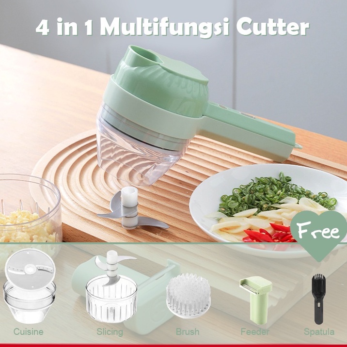 { OMG } Blender Sayur 4 in 1Model Genggam  / Set Alat Pemotong Sayuran Tanpa Kabel pengiris penggiling  bawang