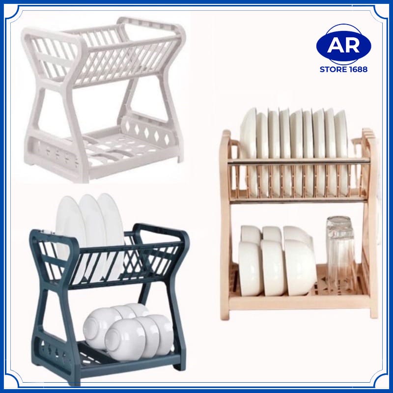 AR-Rak pengering piring plastik/rak piring plastik 2 susun
