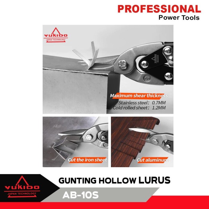 Gunting Besi Holo Seng Flat Baja Ringan Model Mata Lurus 10 Inch