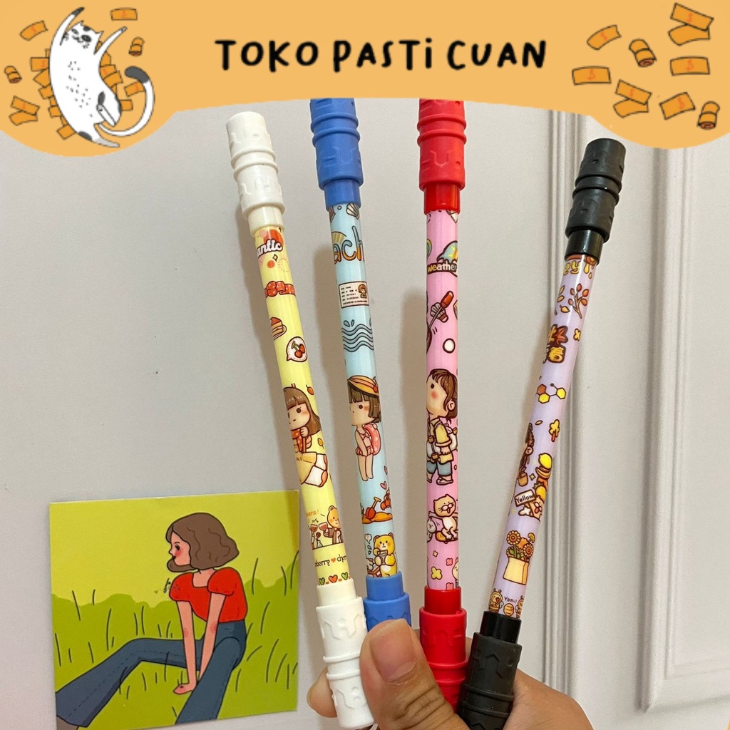 

pulpen pen gel putar magnet karakter cewe pena lucu tinta hitam bisa COD pen imut keren pulpen unik atk kebutuhan anak sekolah termurah import