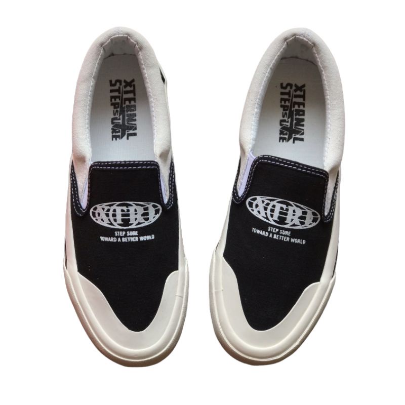 Sepatu XternalStepSure - Slip On Anastasia Globe Middle White List hitam
