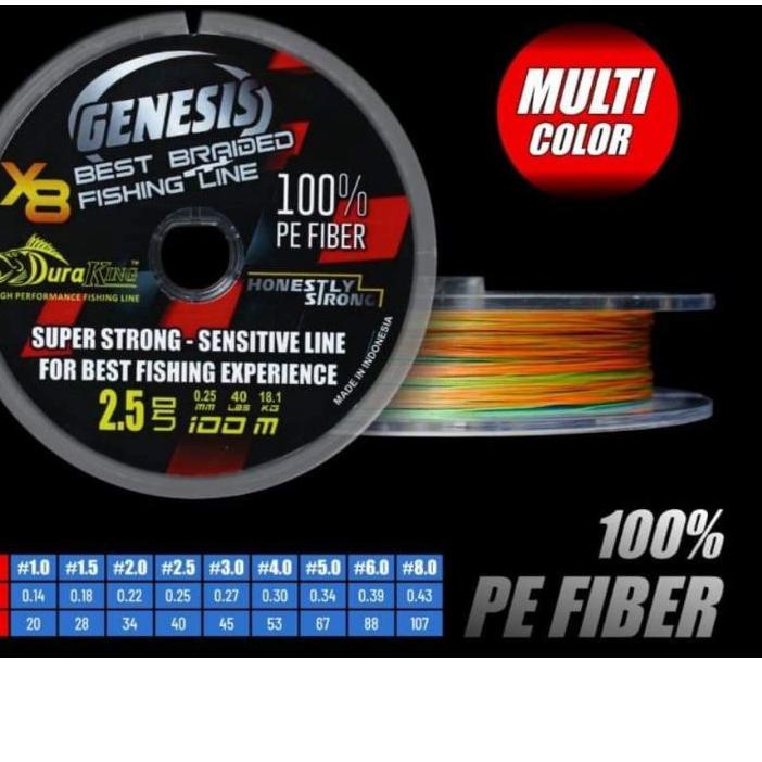 Best Seller Senar pancing PE braid pe genesis duraking x8 100M senar pe pancing Terbaik