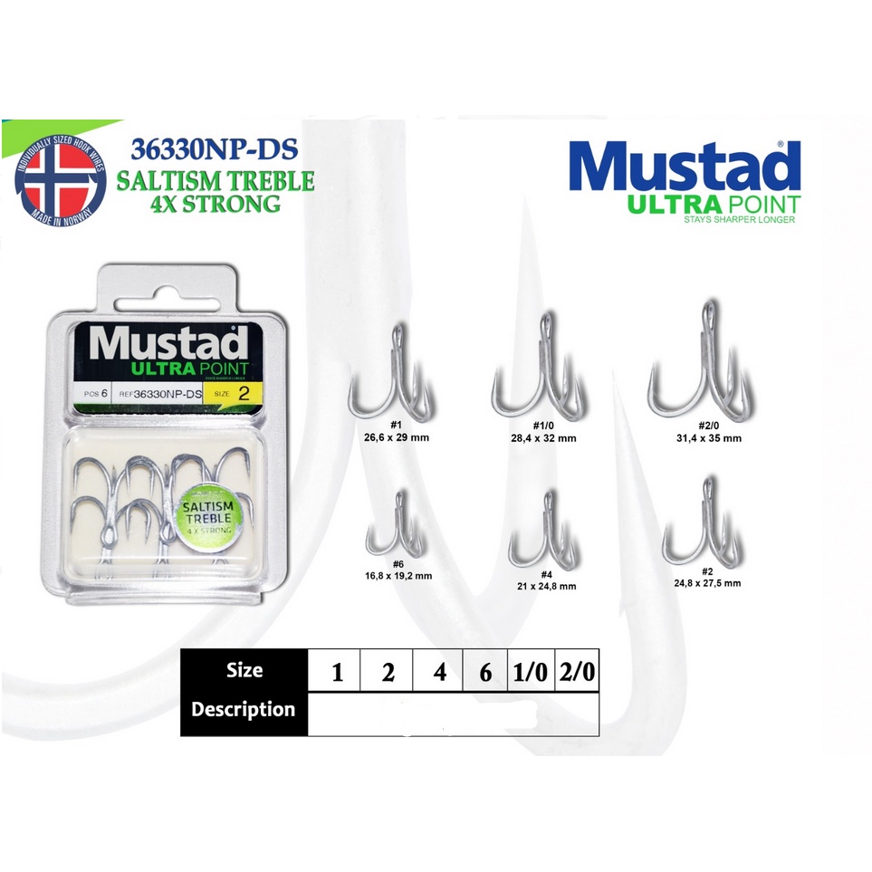 Mustad treble hook size 8 