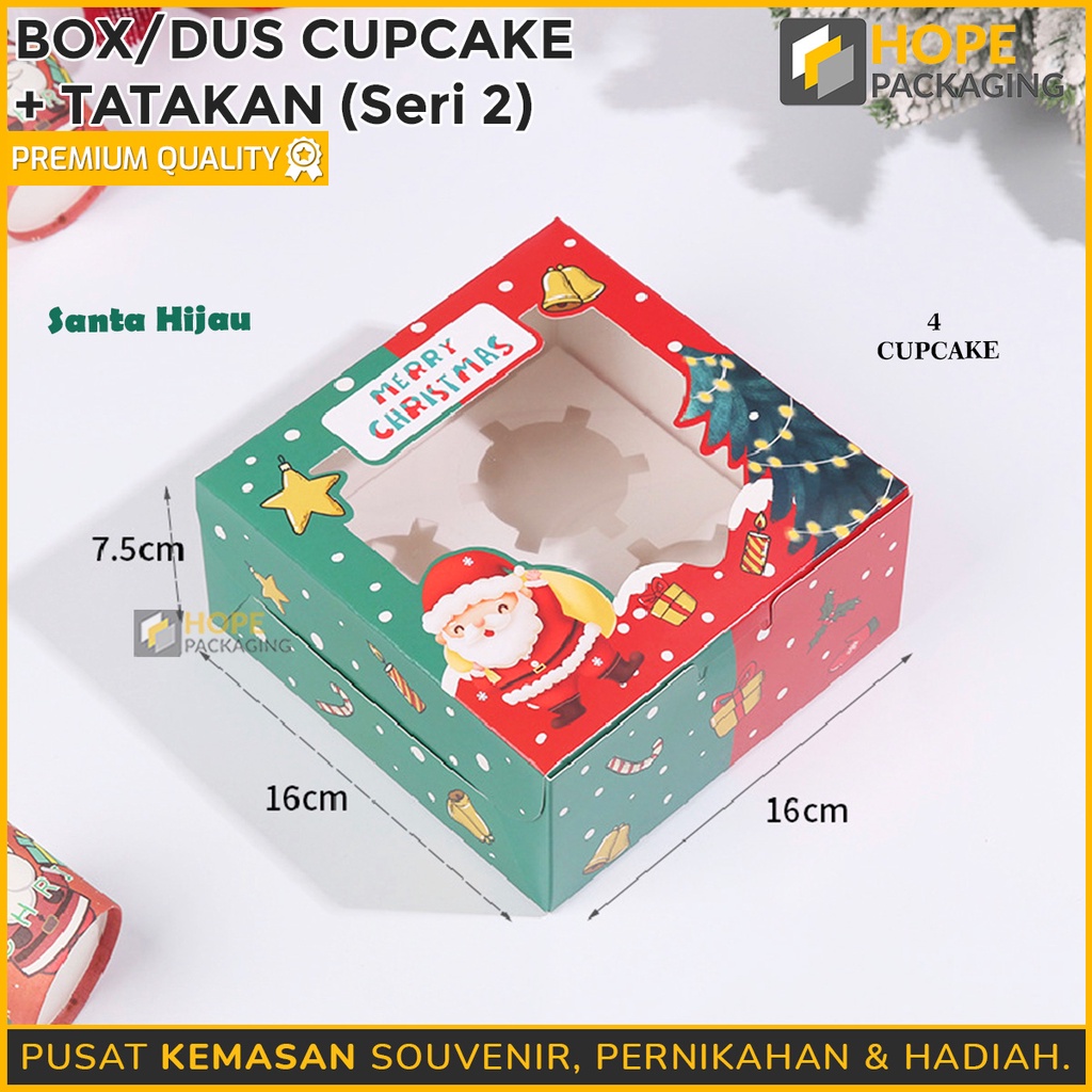 

Box Kotak Natal Isi 4 / 6 / 12 Cupcake + Tatakan / Kotak Kue Natal / Kotak Bolu Kukus / Box Natal Pie / Box Cupcake Natal / Box Muffin / Kotak Kue Cupcake