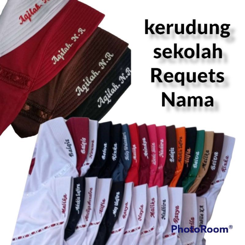 KERUDUNG SEKOLAH ANAK TK SD HIJAB ANAK FREE NAMA KERUDUNG ANAK PAKE NAMA kerudung instant