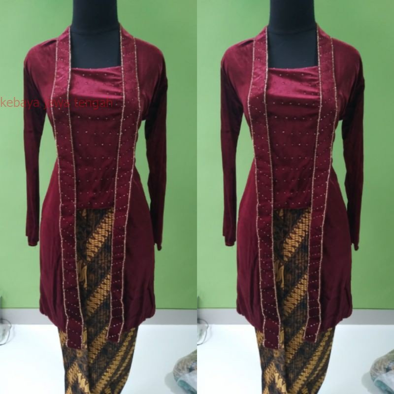 Atasan Kebaya Kutubaru bludru payet panjang Kebaya Bludru