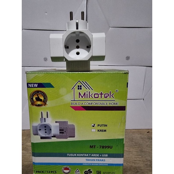 Mikotek T arde cabang + USB + lampu indikator MT 7899U