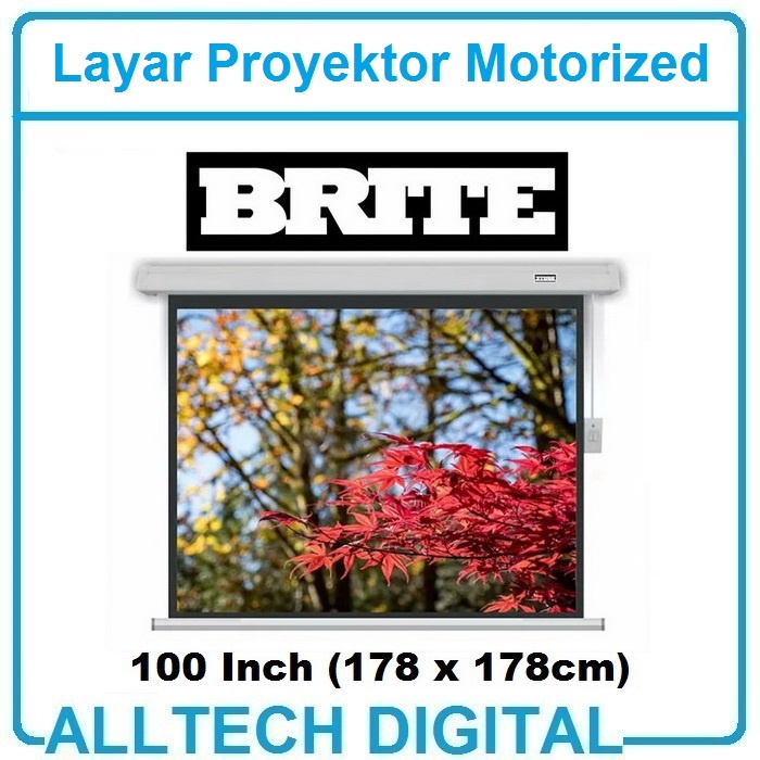 Brite eConomical Motorized Projector Screen 100 inch Layar Proyektor