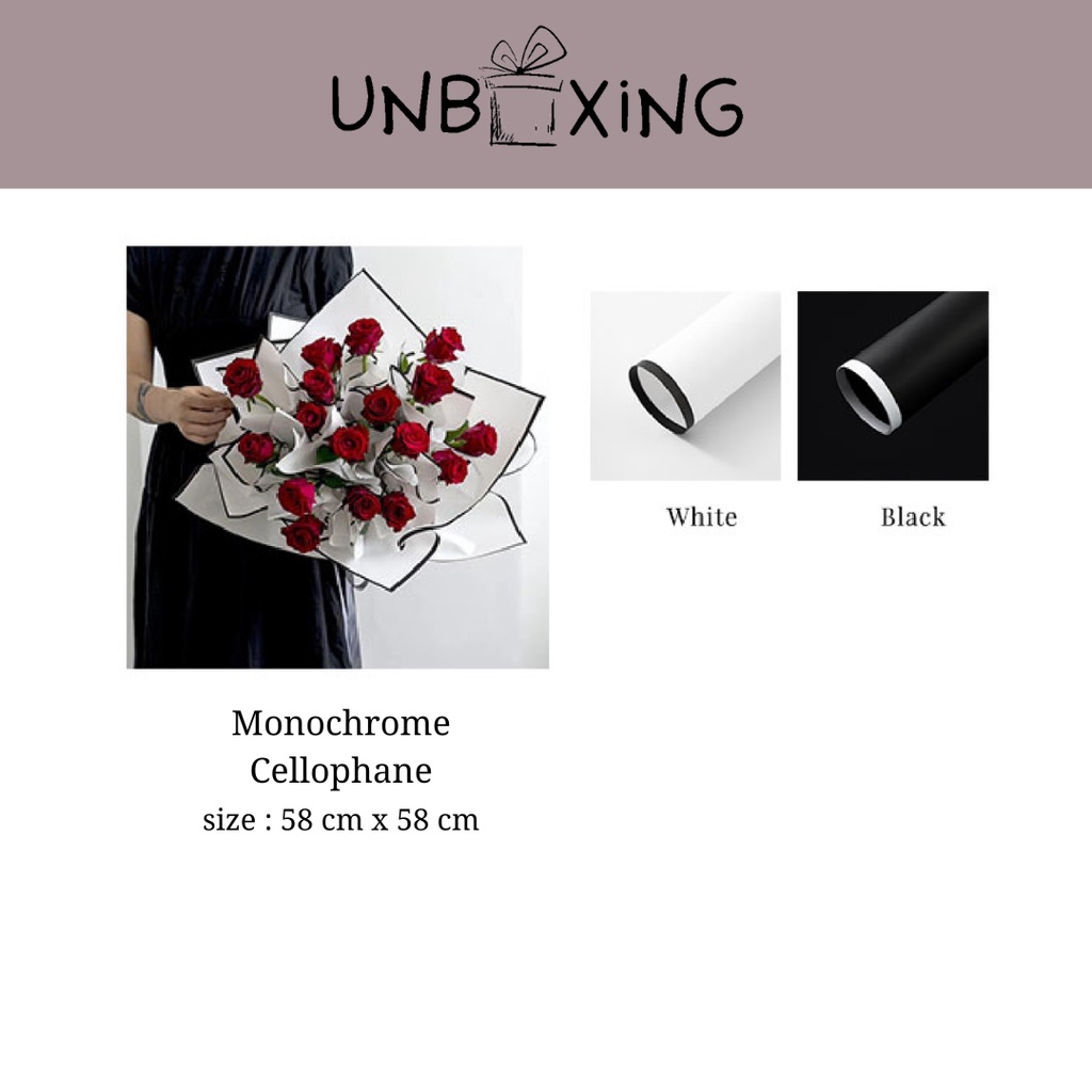 

kertas buket bunga cellophane bucket wrapping paper florist monochrome