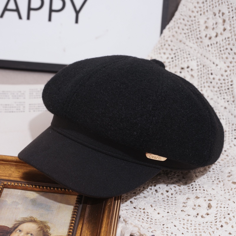 Topi Beret retro Oktagonal Bahan Wol Untuk Pria / Wanita