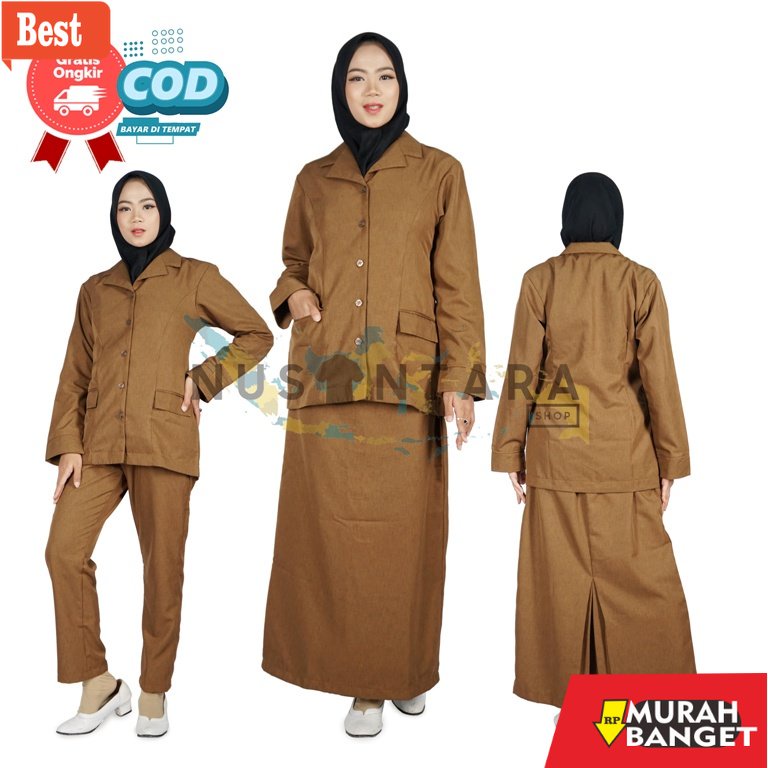 baju setelan wanita kekinian 2022 Seragam PNS Wanita Seragam Pemda Wanita Seragam Guru Wanita Saku B