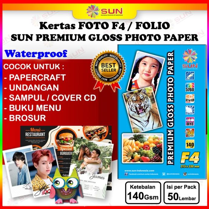 

BRG BARU Kertas Foto Folio F4 Glossy - SUN Premium Photo Paper Glossy Folio