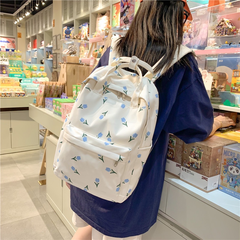 WYK137 Tas Ransel Wanita Sekolah Floral Mochila Backpack School Impor TKM