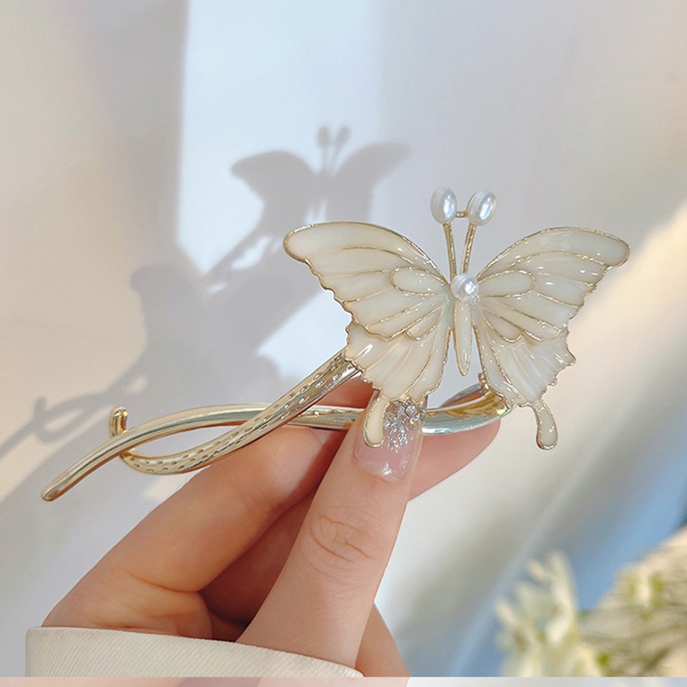 Jepit Rambut Bentuk S Desain Bunga Butterfly Aksen Mutiara Dan Berlian Imitasi Untuk Wanita