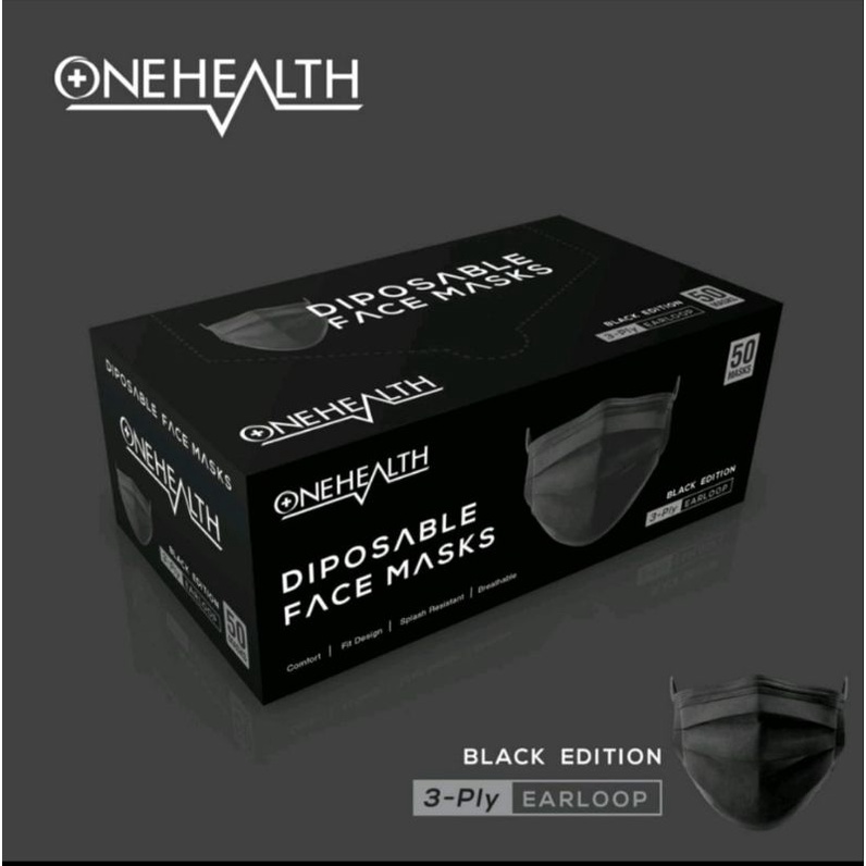 Masker Black Edition Disposible 3 ply Onehealth