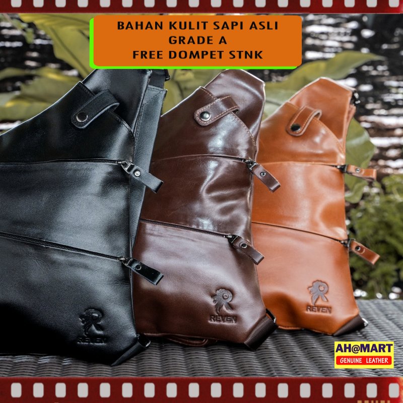 REVEN VYG Waistbag Tas Selempang Kulit Pria Reven Voyager Waistbag Branded Original Kulit Sapi Asli 