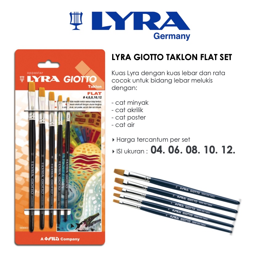 

Kuas Lukis Lyra Giotto Art Brush Flat Set isi 5 Original / Set