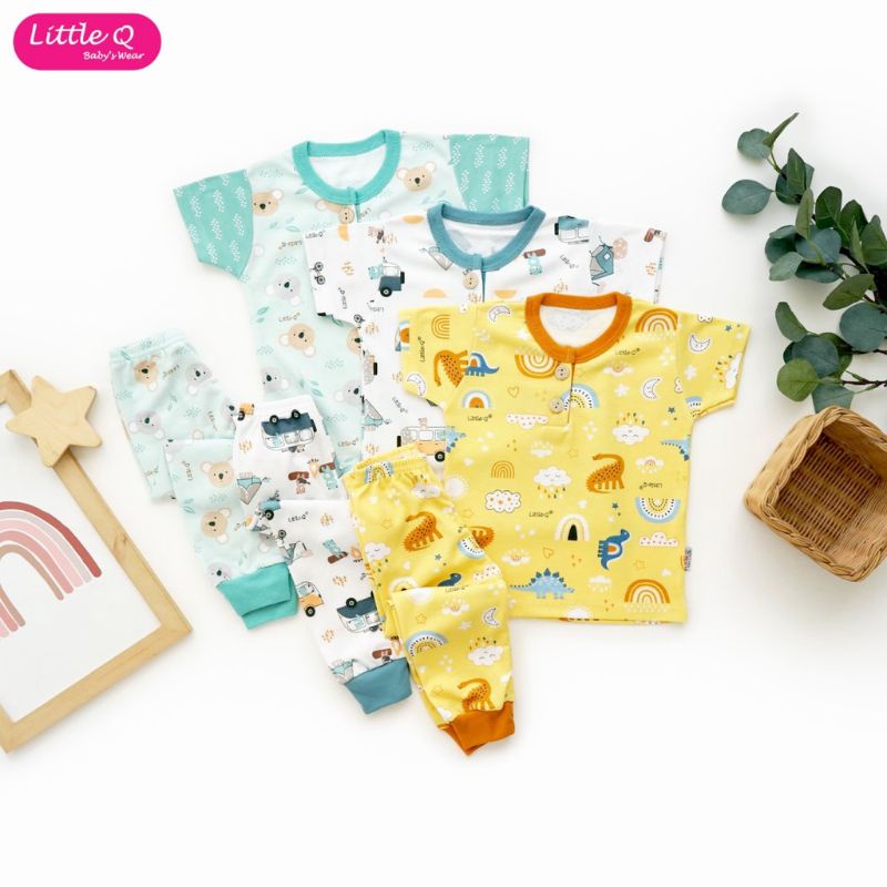 3stl_setelan LITTLE Q CPR MOTIF Dino,koala,carsTERBARU panda series / piyama CPR little q motif / setelan anak little q motif