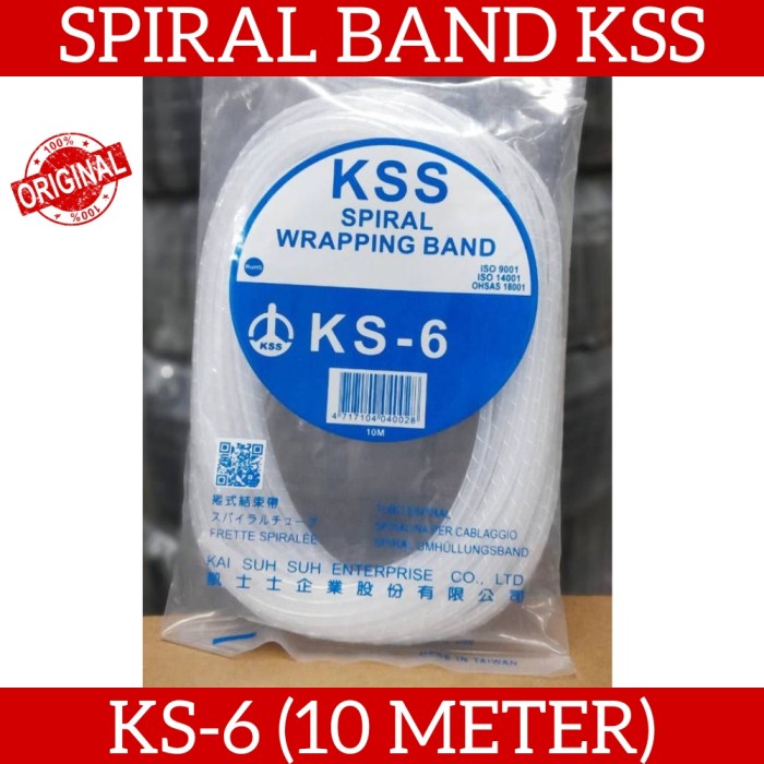 Original KSS KS 6 Spiral Wrapping Band Bungkus Rapi Kabel Isi 10 Meter