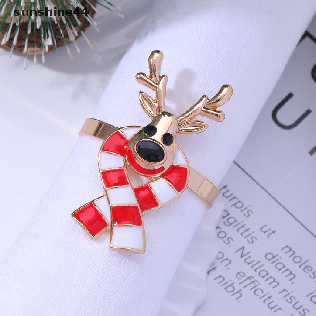 Sunshine Cincin Serbet Motif Santa Claus Natal Bahan Metal Untuk Dekorasi Meja