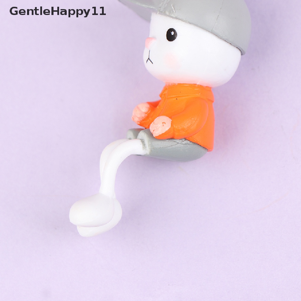 Gentlehappy Patung Dekorasi Pemandangan Miniatur Kelinci Kaki Panjang Resin Lucu Home Decor id