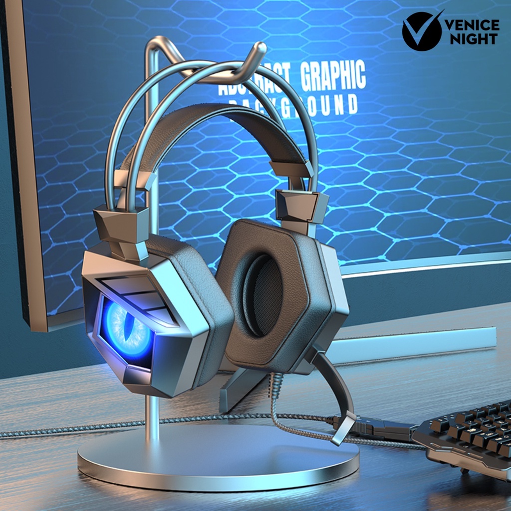 (VNEP) (Berkabel) Soyto SY-G15 Headphone High Fidelity Noise Reduction dengan Cool Breathing Light 3.5mm USB Stereo Gaming Headset untuk Komputer