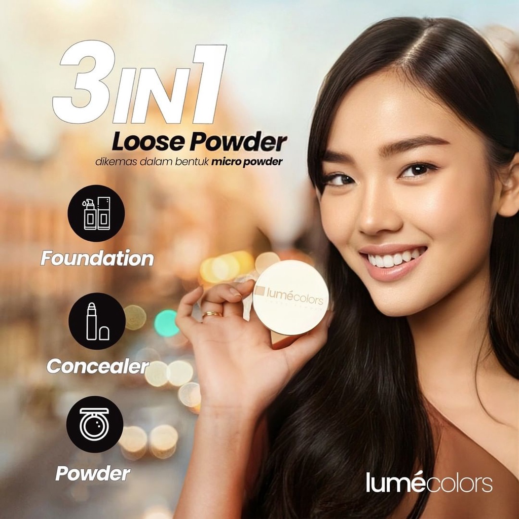 Lumecolors Bali ~ Loose Powder Pore Blurring Effect With Oil Control Bedak Tabur Lumecolor Bedak Tabur Lume Shade Medium Neutral