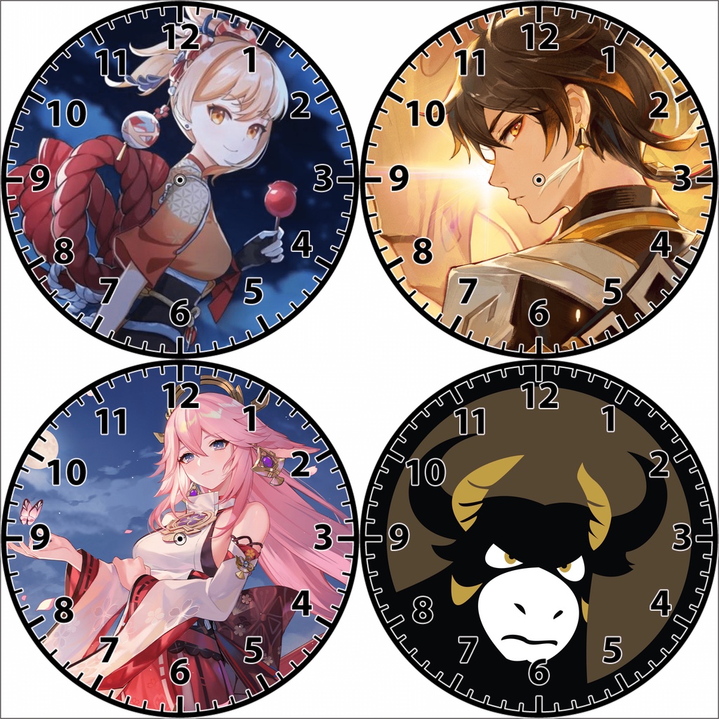 Jual Jam Custom / Jam Genshin Impact / Jam Dinding / Diameter 20cm