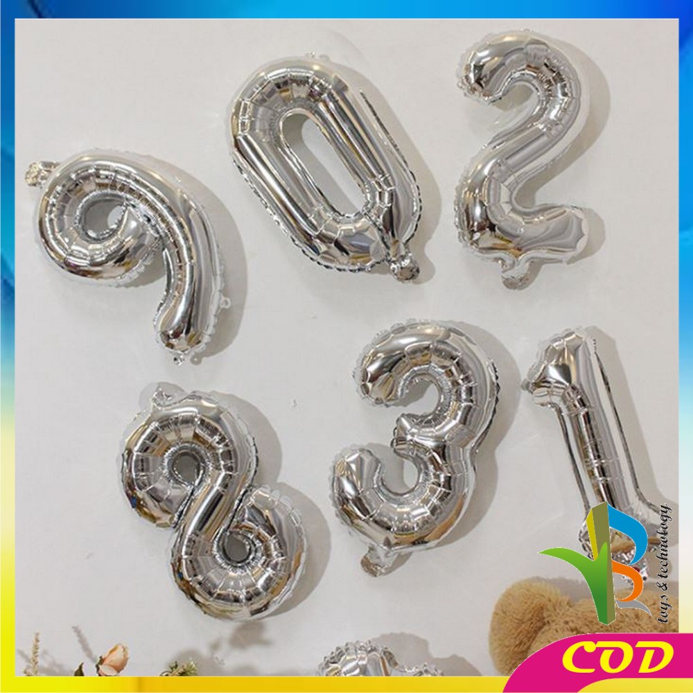 RB-C390 Ballon Foil Abjad Alphabet Polos Silver A-Z Balon Foil Angka 0-9 / Balon Foil Huruf Abjad Alphabet Angka Polos / Baloon Huruf Dan Angka Perlengkapan Ulang Tahun