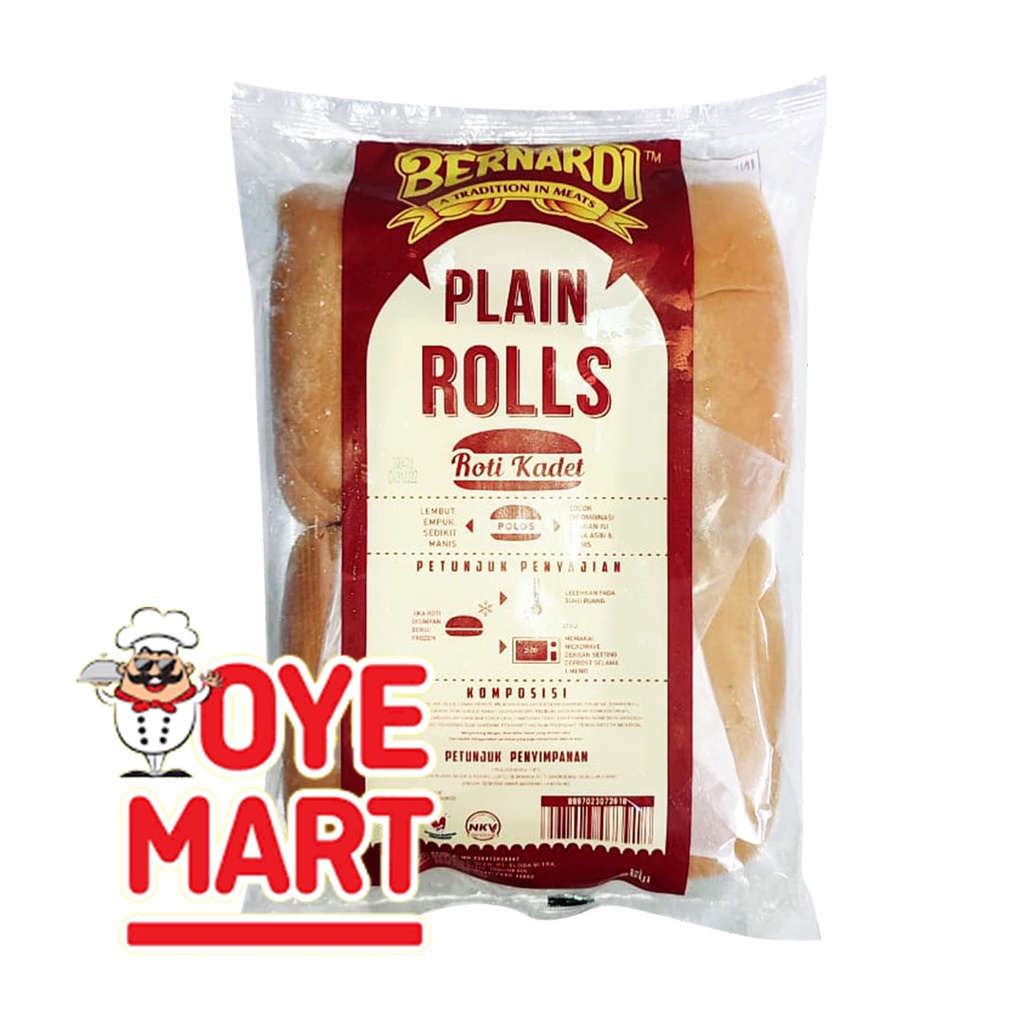 BERNARDI ROTI HOT DOG PLAIN ROLL ISI 6 PCS 300GR / ROTI KADET