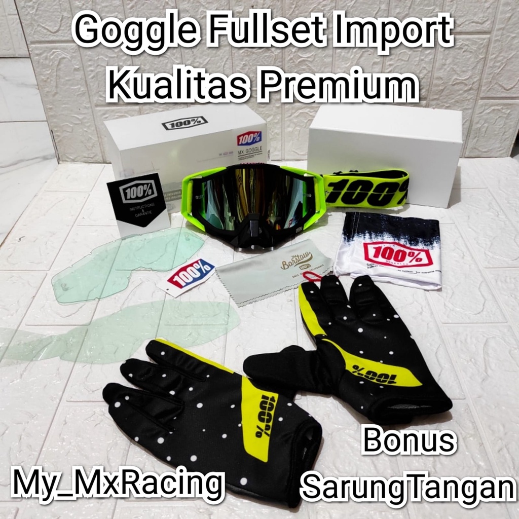 kacamata goggle fullset import dengan kualitas premium FREE sarung tangan kacamata goggle trail cross terlaris fullset D TERLARIS