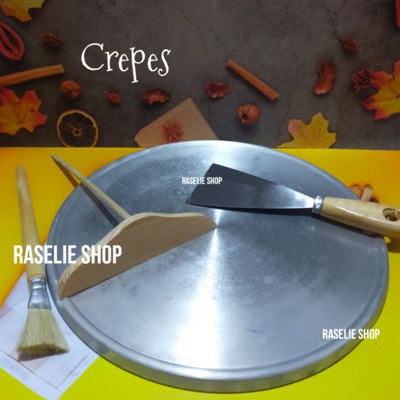 Wajan Kue Leker Crepes Loyang Aluminium TEBAL [tanpa list pinggiran] Wajan Datar Cetakan Crepe