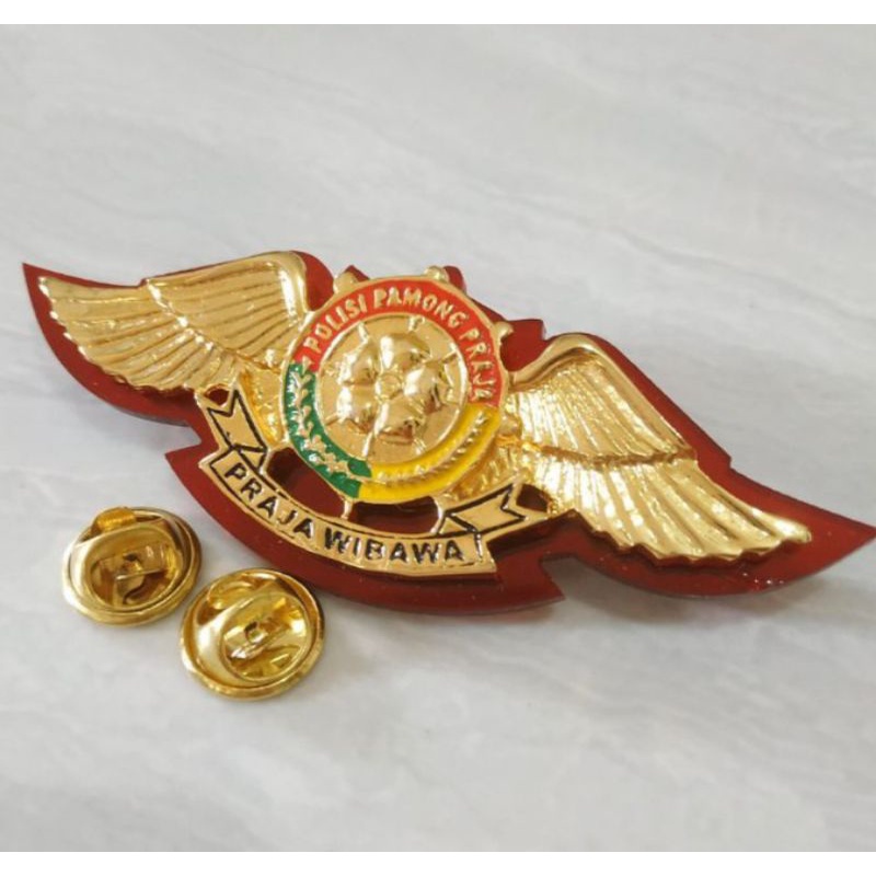 pin wing satpol PP lis mika merah hot promo perlengkapan polisi exclusive produk