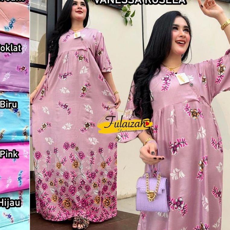 RESTOCK Dress Daster Kimono Panjang Kekinian Semata Kaki Busui Rayon Adem Murah dress ruffle wanita 