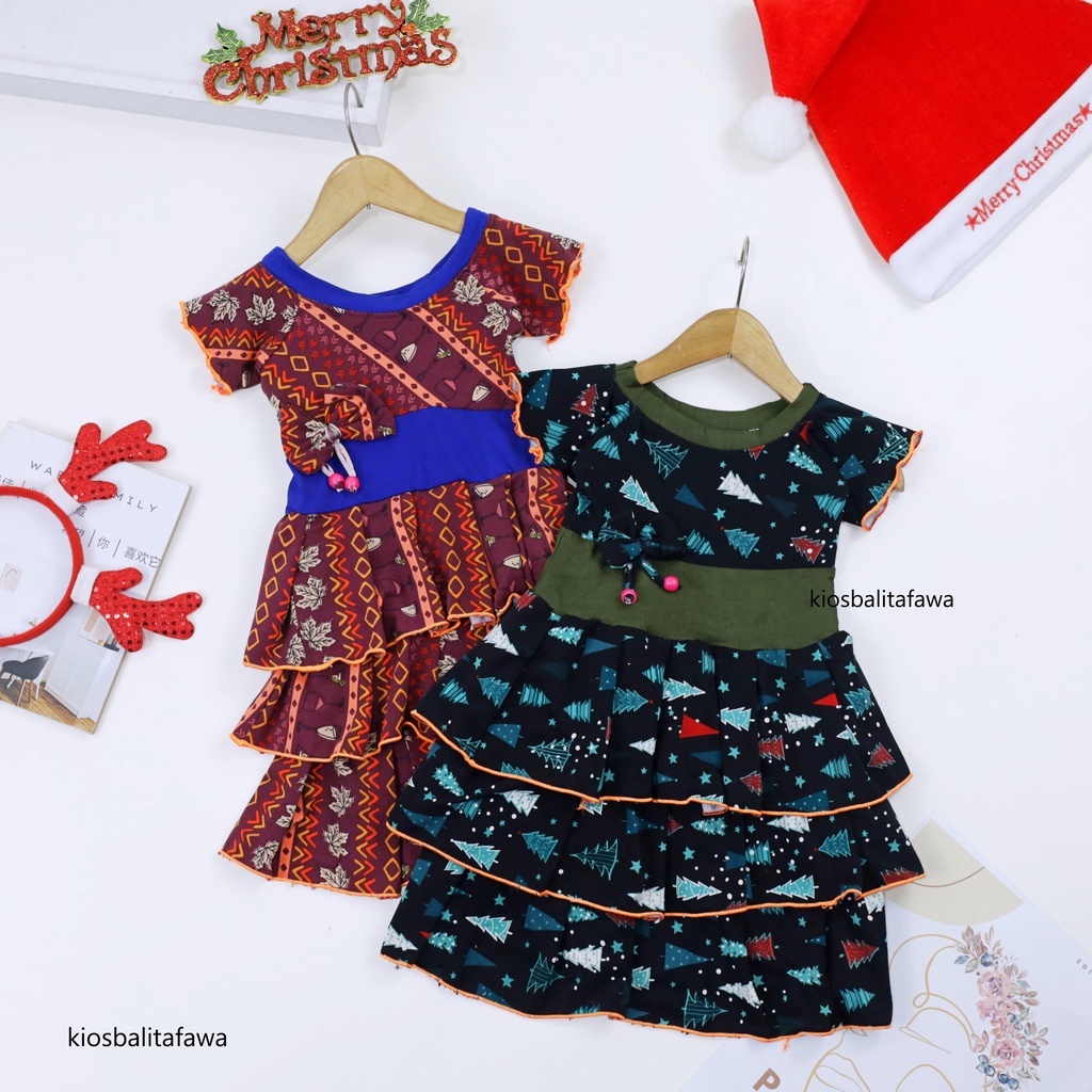 Dress Anneth Natal uk 1-2 tahun - Dres Anak Perempuan Harian Baju Gaun Pesta Kids Adem Murah