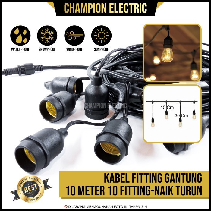 Jual Kabel Fitting Gantung Outdoor Meter Fitting Lampu Gantung Cafe Ulir Full Kuningan E