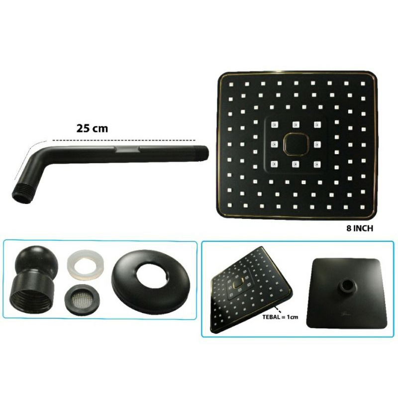 wall shower new black shower tanam/wall shower tanam hitam kamar mandi murah