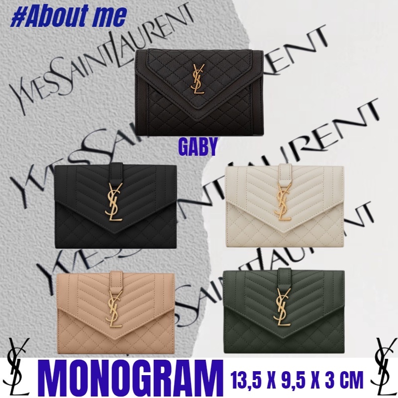 YSL/MONOGRAM/small/MIX MATELASSÉ embossed leather wallet/coin purse GABY/metal logo YSL ¥
