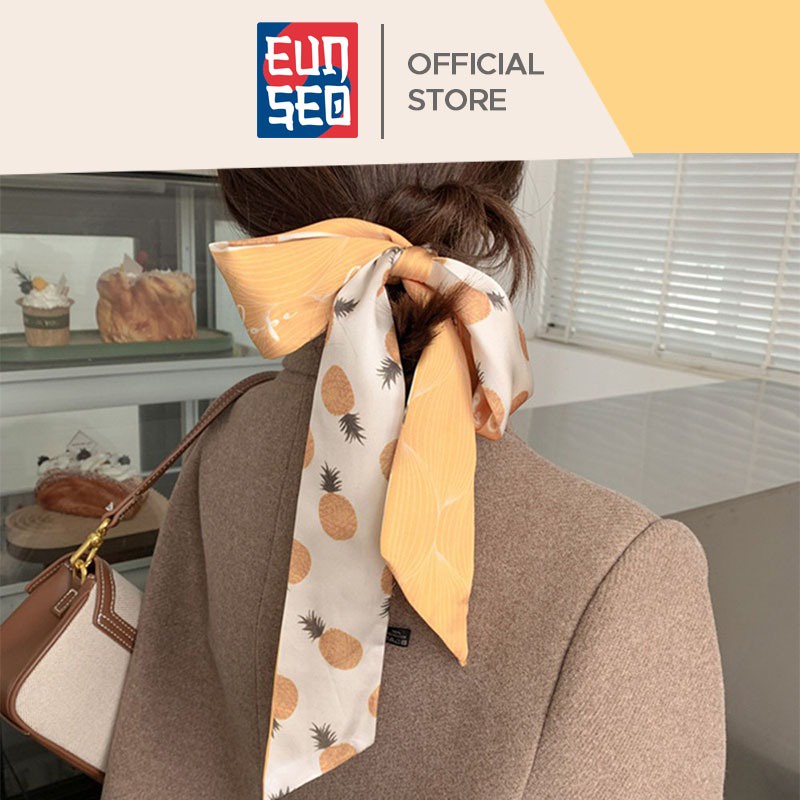 EUNSEO Ikat Rambut Tali Fashion Korea Scarf Small Hair Ribbon Retro Silk Scarf Twilly Bag/Satin Scarf Syal