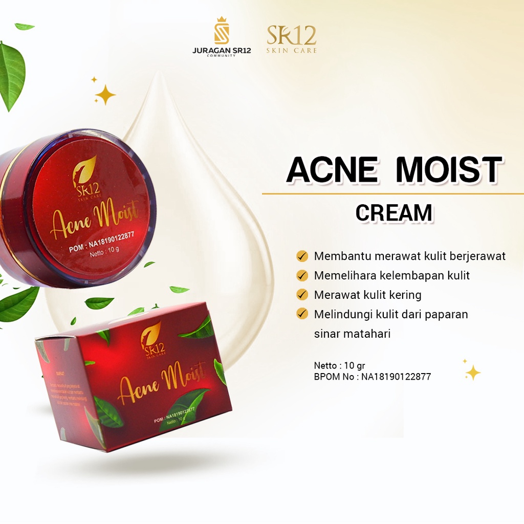 Acne Moist Cream SR12 Penghilang Jerawat dan Bekas Jerawat Obat Jerawat Melembabkan Kulit BPOM