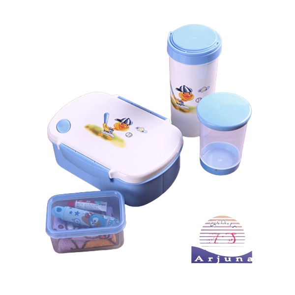 KOTAK BEKAL ANAK SET / LUNCH BOX SET PRAKTIS ANTI RIBET/ FREE BOTOL DAN SIKAT GIGI