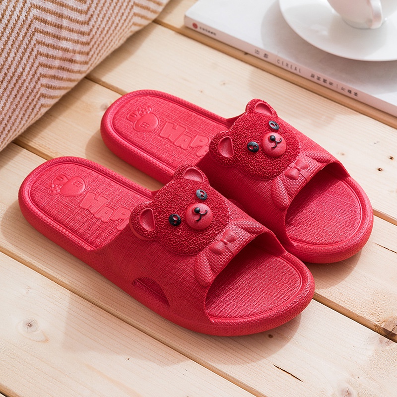 T&amp;Y Sandal Slop Wanita Karet Karakter Kepala Beruang Timbul 6567 Sendal Tebal Couple Slip On Empuk Bear Home Slipper Anti Slip Pria Gaya Korea Murah Import